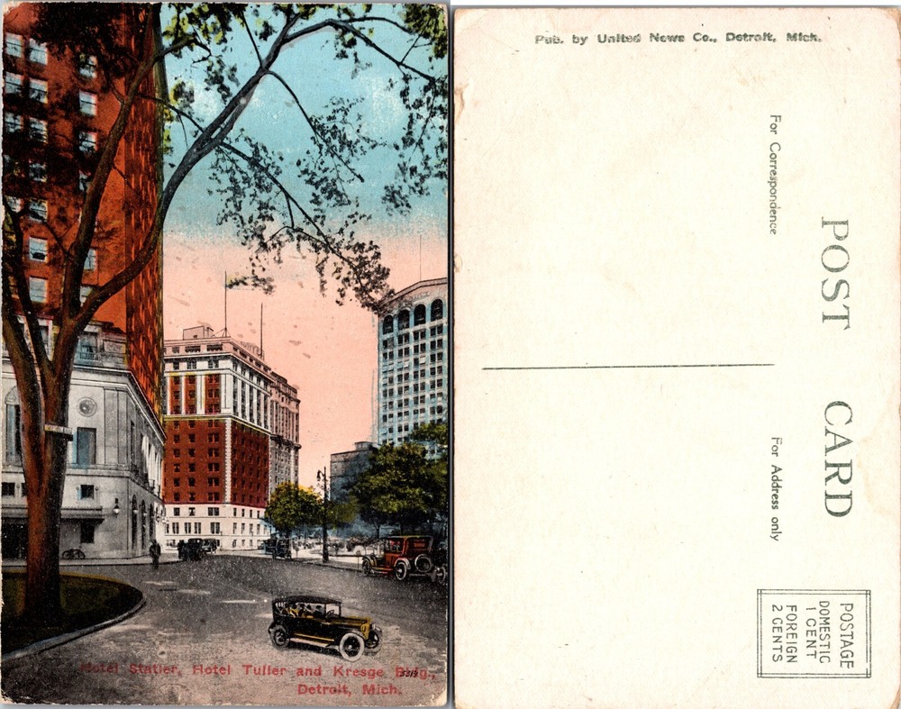 Grand Circus Hotel Tuller Kresge Building Detroit MI Postcard