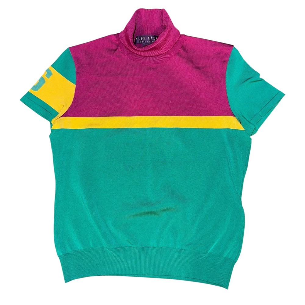 Ralph Lauren Collection Purple Label Women's Top Sz L Polo Rugby Mardi Gras