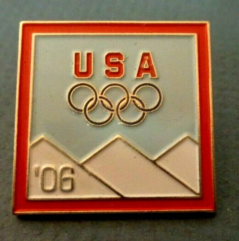 2006 USA Olympic Winter Game Lapel Hat Pin badge ad enamel art mountains rings