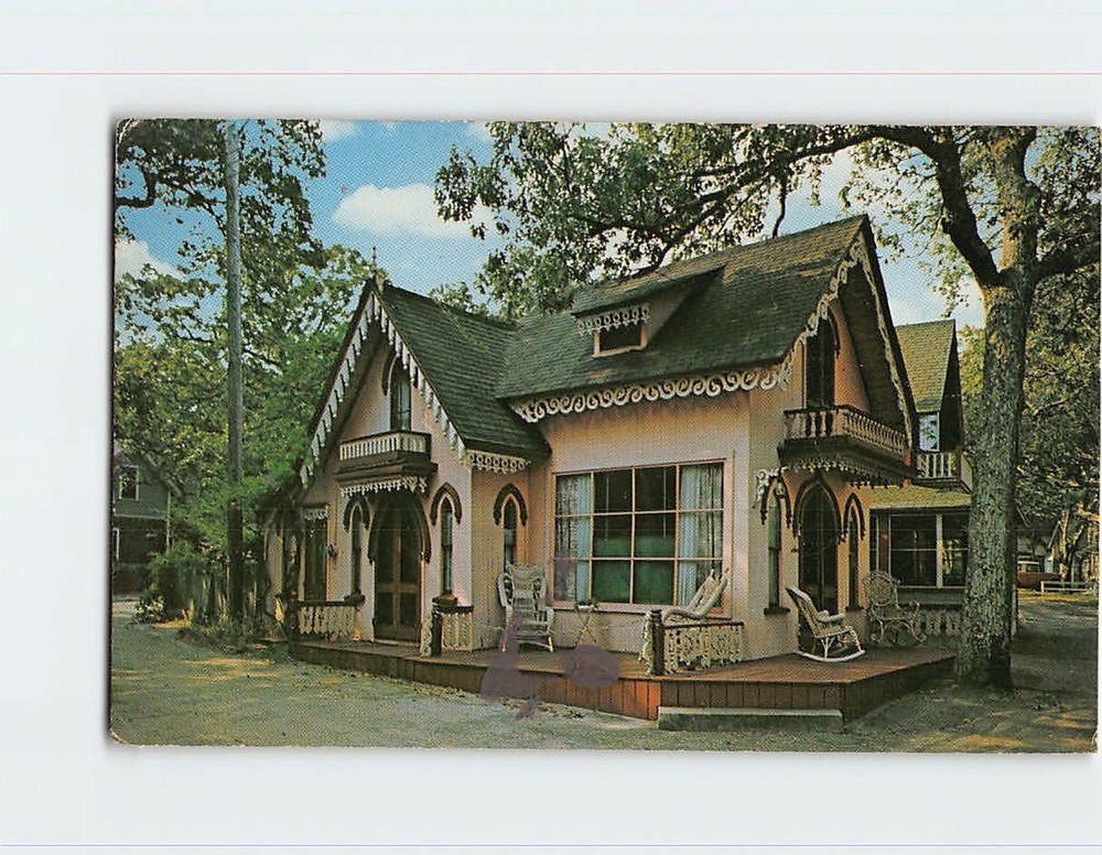 Postcard Famous Gingerbread Cottage Oak Bluffs Martha's Vineyard Massachusetts