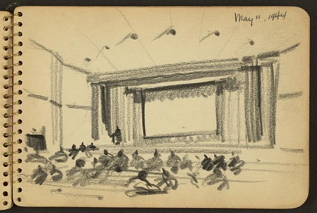 Auditorium,lecture,soldiers,Victor A Lundy,Fort Jackson,South Carolina,SC,1944