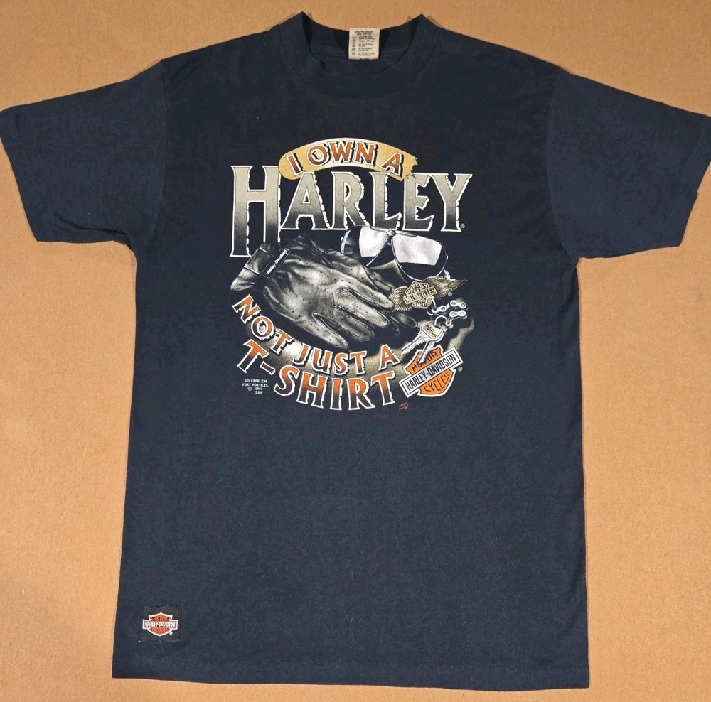 VTG 3D Emblem 1991 Harley Davidson I OWN A HARLEY NOT JUST A T-SHIRT Mt. Vernon