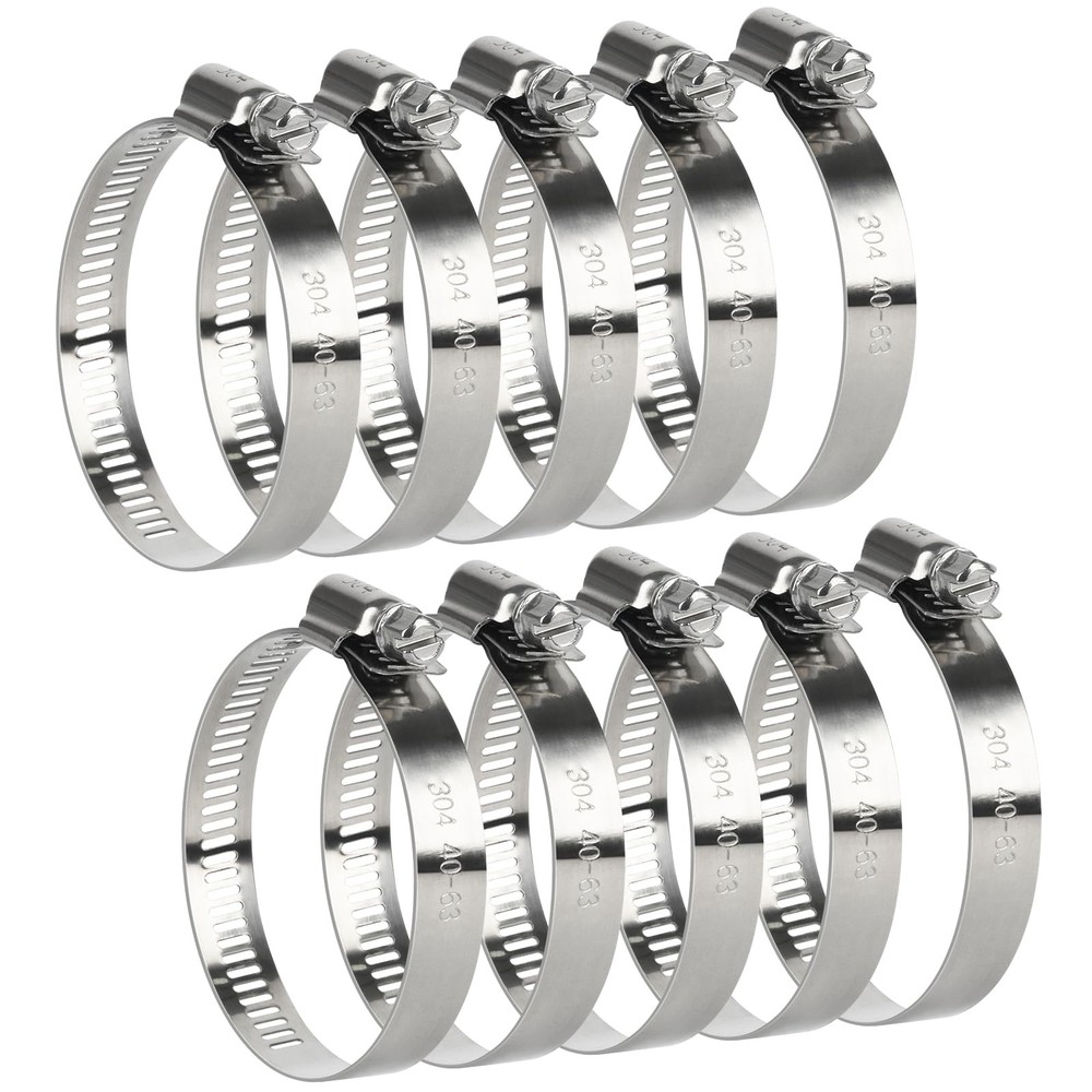 Hose Clamp, 10 Pieces 2.5 Inch Stainless Steel Hose Clamps 1 1/2 Inch to 2 1/2