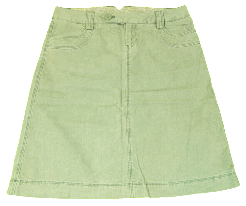 Women's Corduroy Skirt GAP Washed Green Stretch Tag 0 measured Size 27