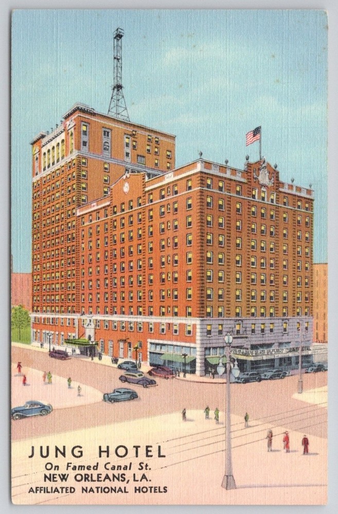 Jung Hotel New Orleans LA Linen Postcard Canal Street Curteich Vintage