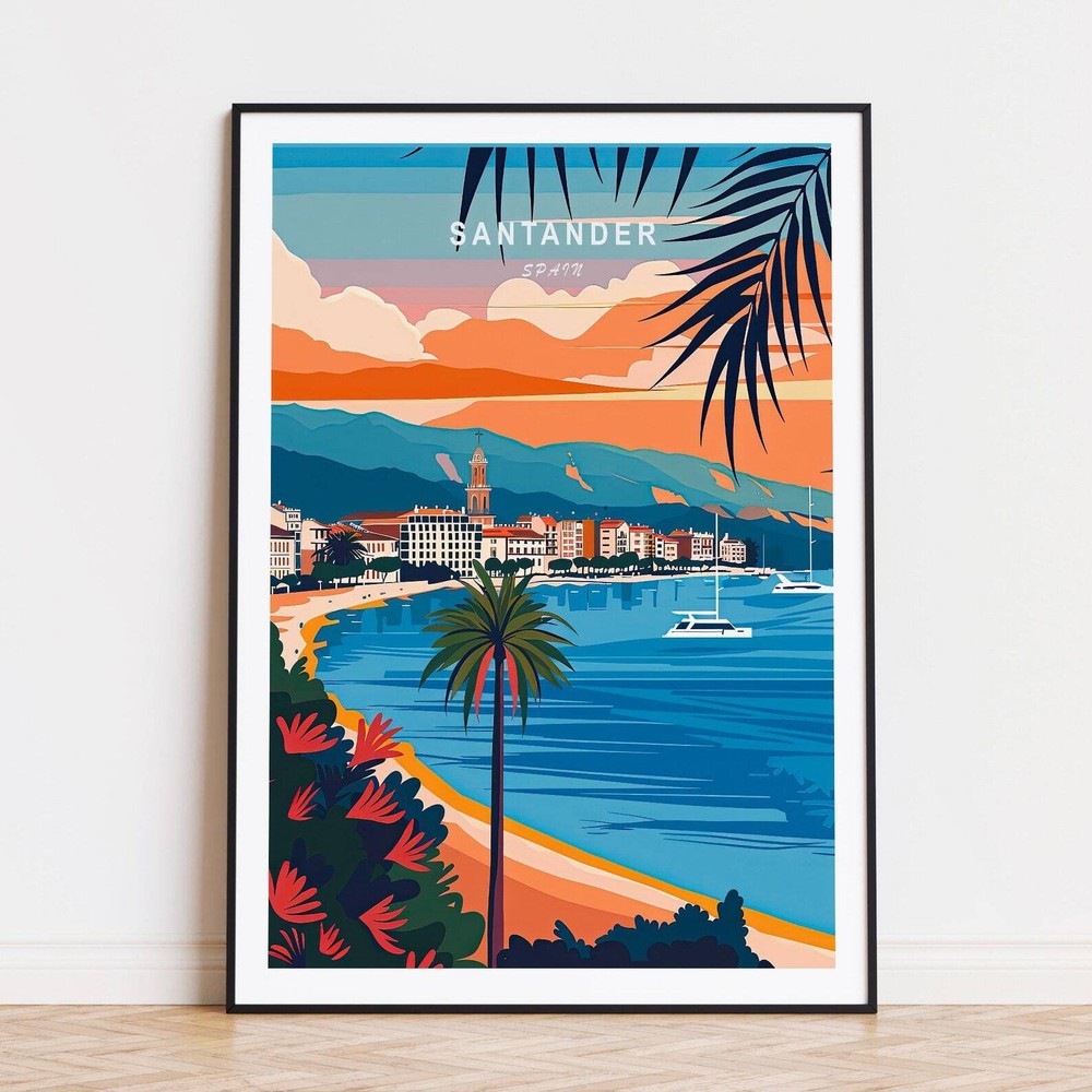 Santander Spain Travel Poster Spain Wall Art Print Santander Spain Coast Poster