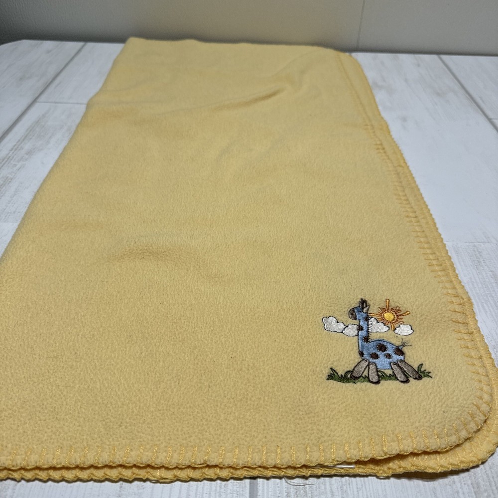 Baby Connection Yellow Fleece Baby Blanket Giraffe Boy Girl 30x30