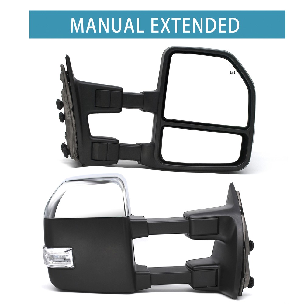 Manual Folding Chrome Towing Mirrors for 1999-2014 Ford F-250 to F-500
