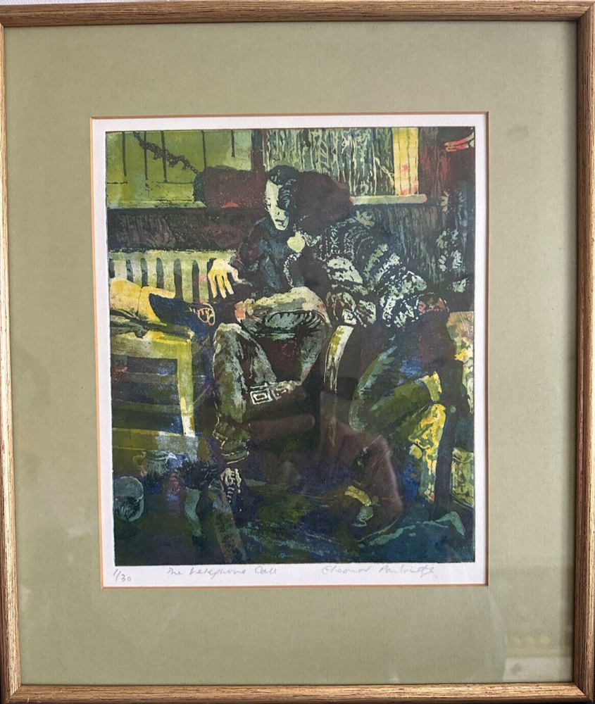 Vintage Eleanor Partridge Ltd Edition Aquatint Etching 1/30 - The Telephone Call