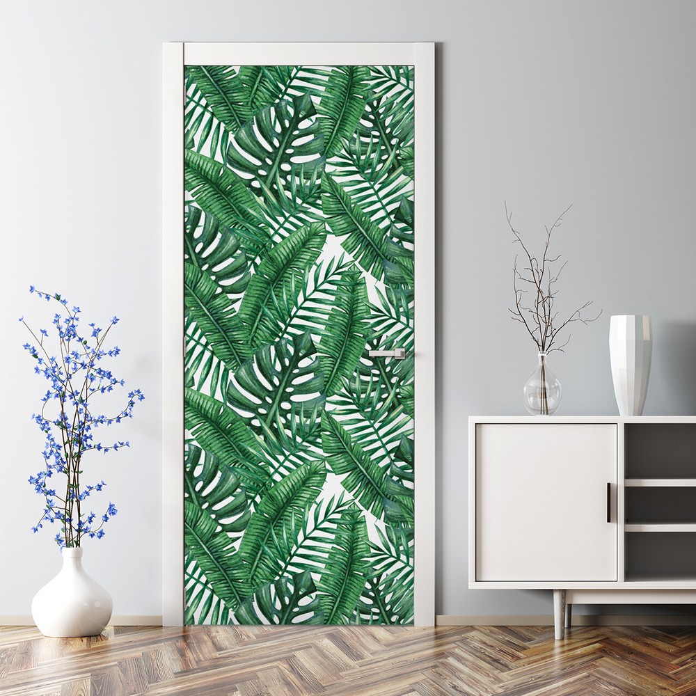Bubble Free Door sticker Tropical leaf Jungle Jungle decor Tropical decor