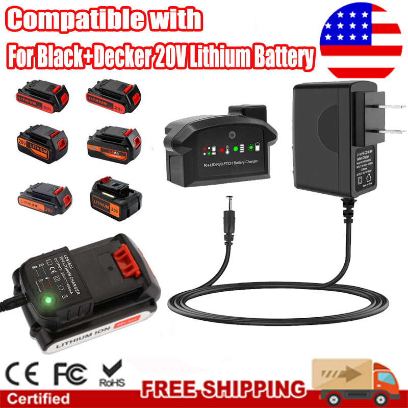 20V Lithium Battery Charger for Black+Decker LBX20 LBXR20 LB20
