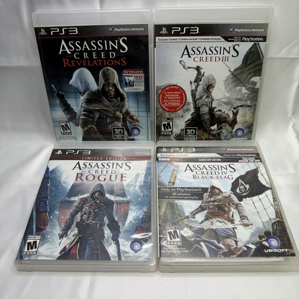 PlayStation 3 (PS3) Assassin’s Creed Game Bundle - Lot of 4 All COMPLETE CIB