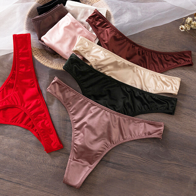 1/5 Pack Womens Sexy Satin Thongs G-String Bikini Low Waist Briefs