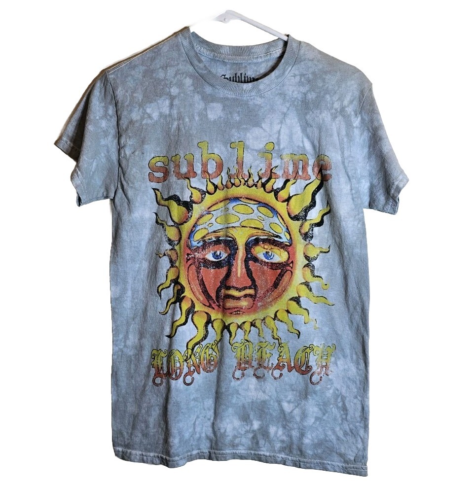 Sublime- T-Shirt Small Teal  Gray  -Tie Dye Graphic Tee Crew Neck Short Sleeve