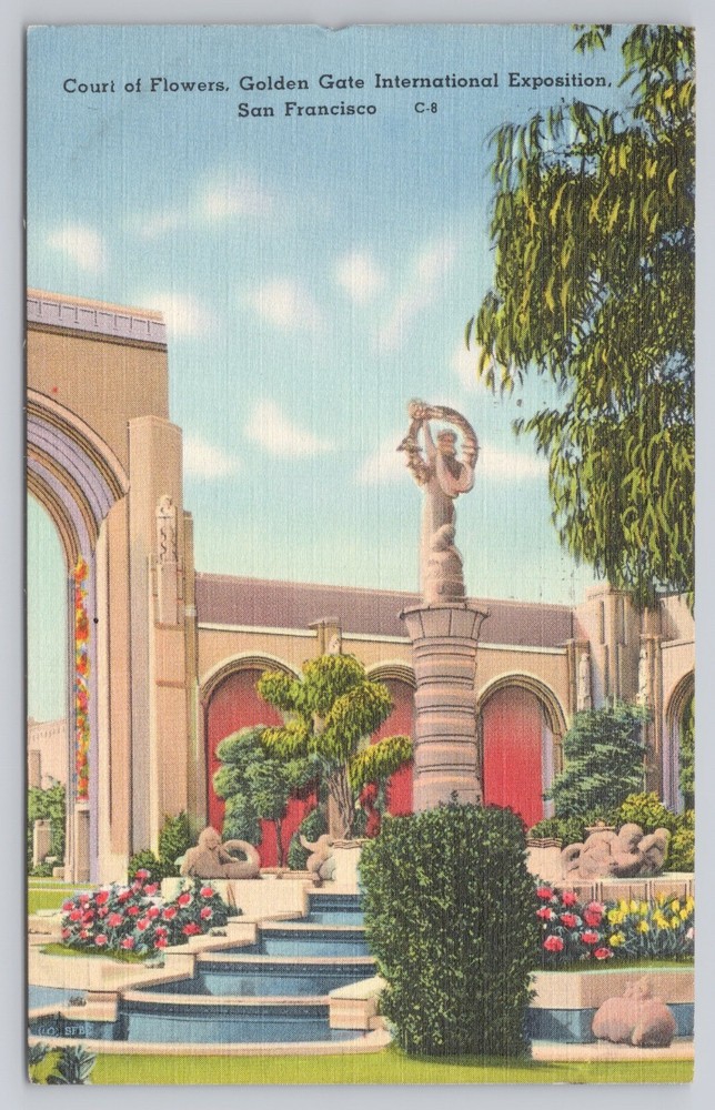 Postcard Court of Flowers Golden Gate International Exposition San Francisco CA