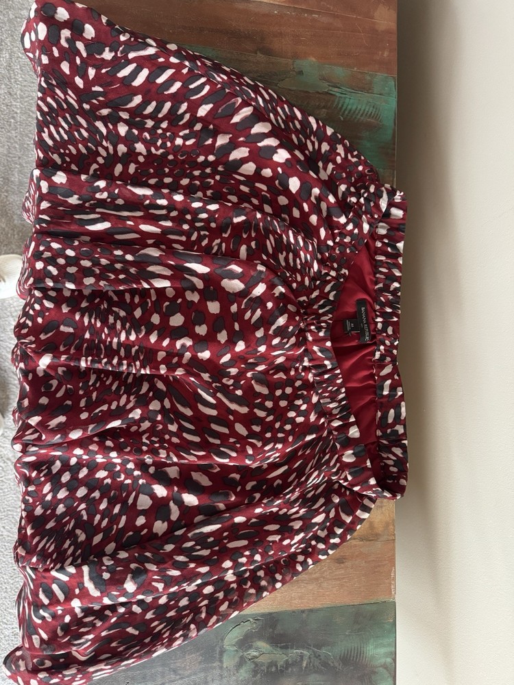 Banana Republic Red Black White Abstract Short A-Line Skirt M Elastic Waist