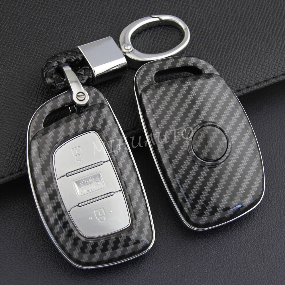 Carbon Fiber Smart Key Fob Cover Case for Hyundai Sonata Tucson Elantra GT Ioniq Models  