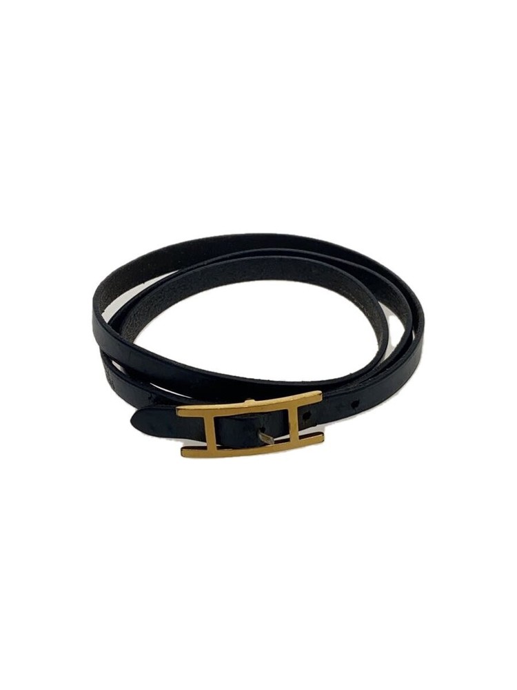 Hermes B-Api Dubletour Black Leather Bracelet 1217