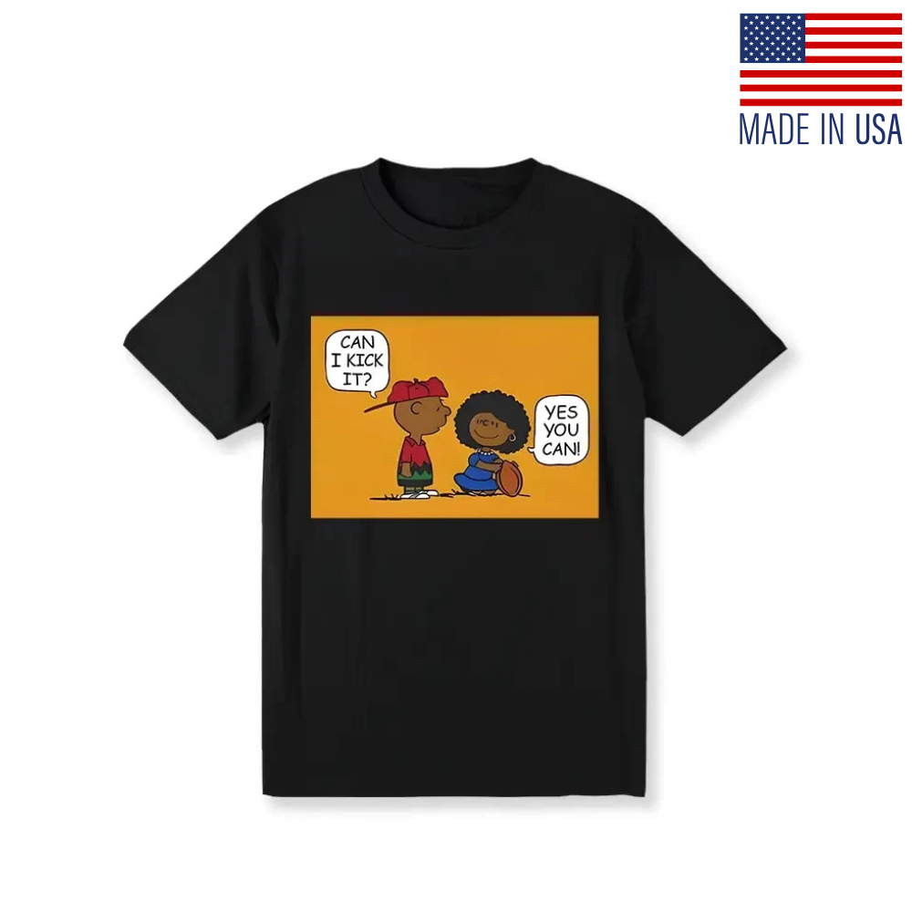 [100% Cotton] Can I Kick It Cartoon T-Shirt Motivational Men'S Tee With Fun Des