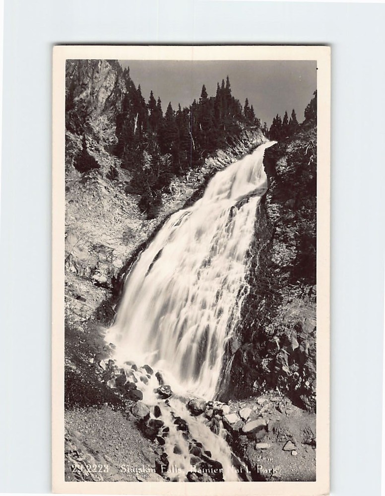 Postcard Sluiskin Falls Rainier National Park Washington USA