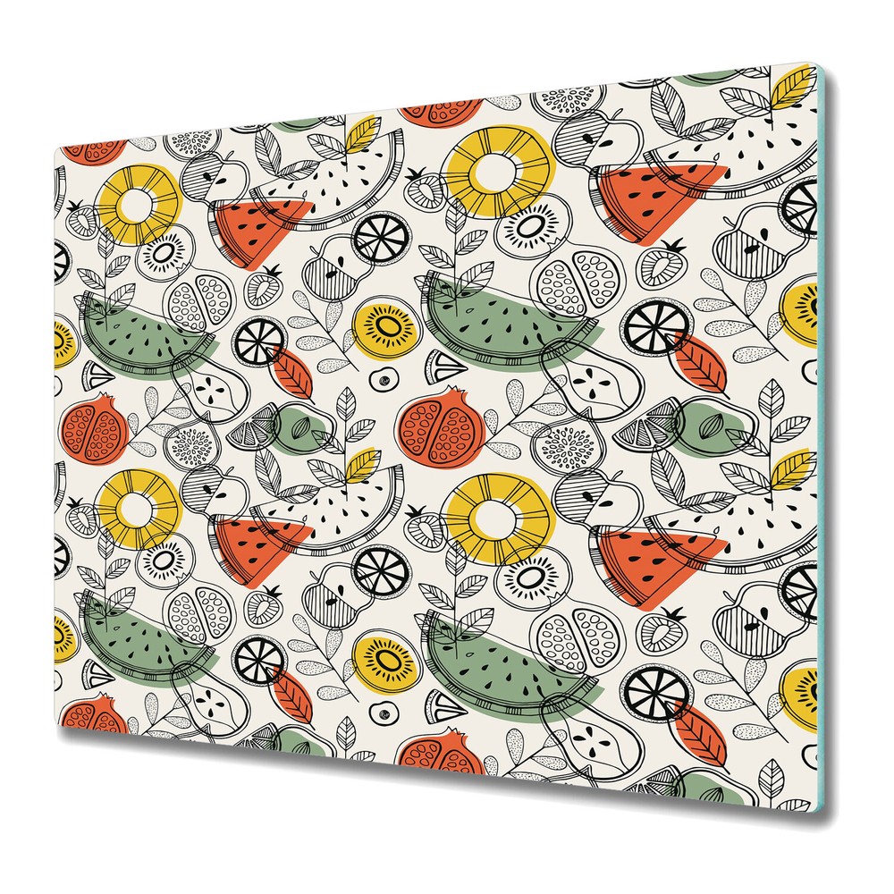 Glass Worktop Saver Kitchen Fruit Contours | | Colourful Soft Art | 60x52