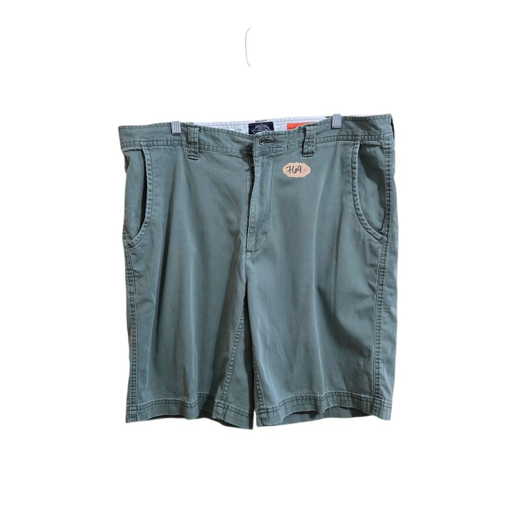St John's Bay Mens Shorts Size 38 Army Green Cargo Pockets Flat Front Cotton