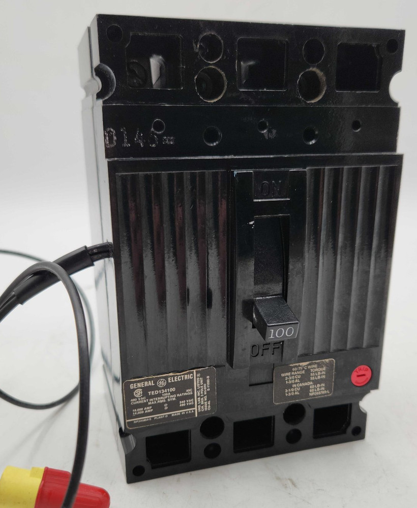 GE TED134100 Circuit Breaker 100A 3P 480V 3PH TED 100 Amp 3 Pole