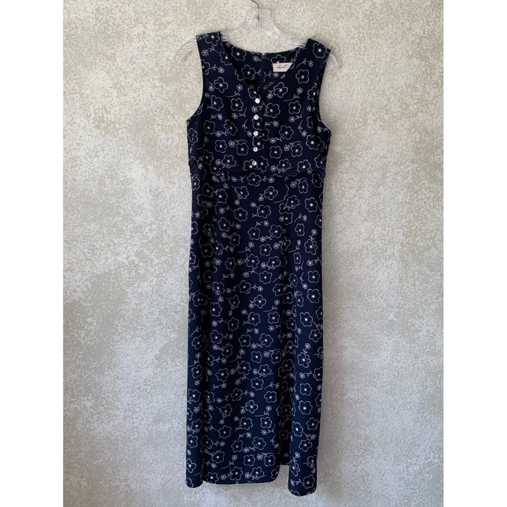 Kathie Lee Collection Navy Floral Sleeveless Maxi Dress Size 6