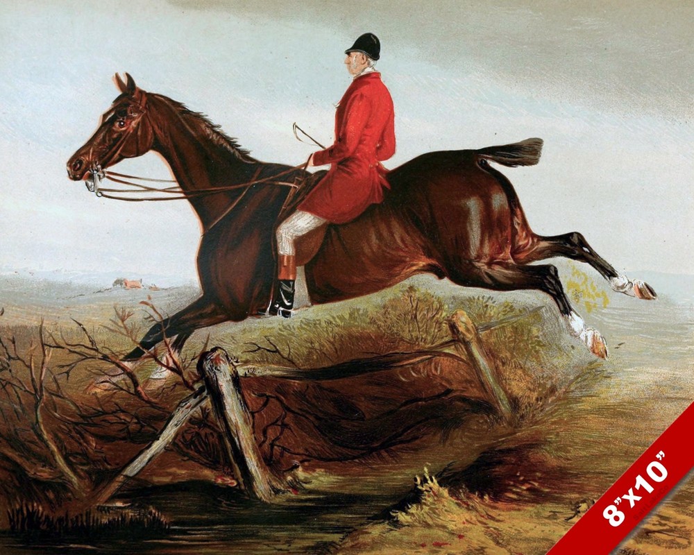 IRISH HUNTER IN FOX HUNT HORSE EQUESTRIAN HUNTING ART PAINTING REAL CANVAS PRINT
