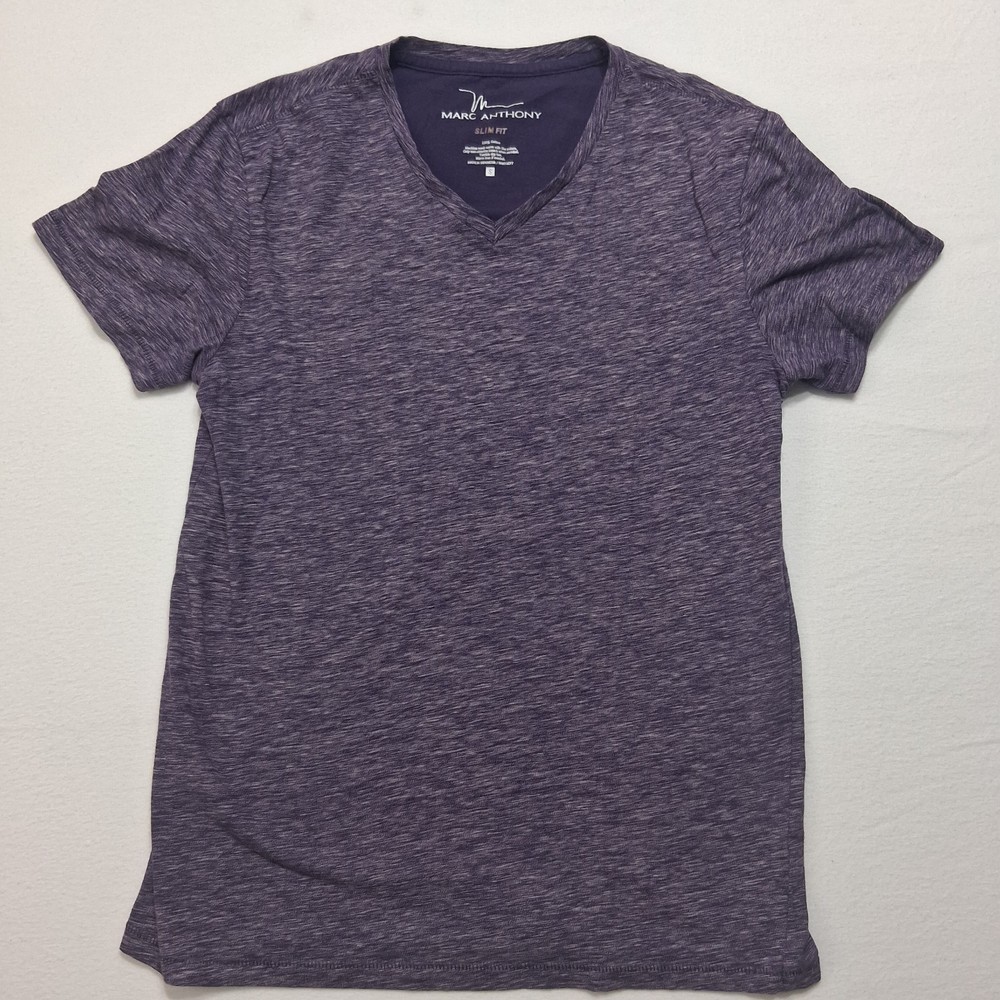 Marc Anthony Men's Purple Heather Slim Fit 100% Cotton V-Neck T-Shirt Small
