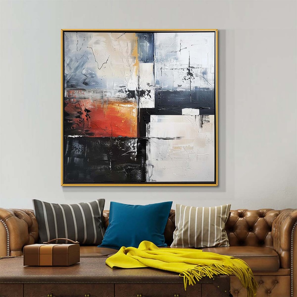Hand Painted Oil Paintings Abstract On Canvas Wall Art Room Orange 31in
