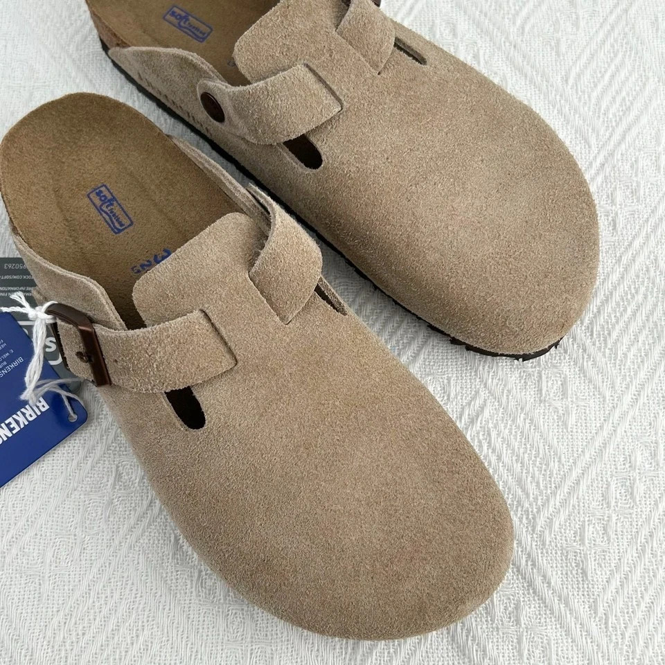 NEW Birkenstock Boston Taupe Suede Narrow With Box Fast Shipping