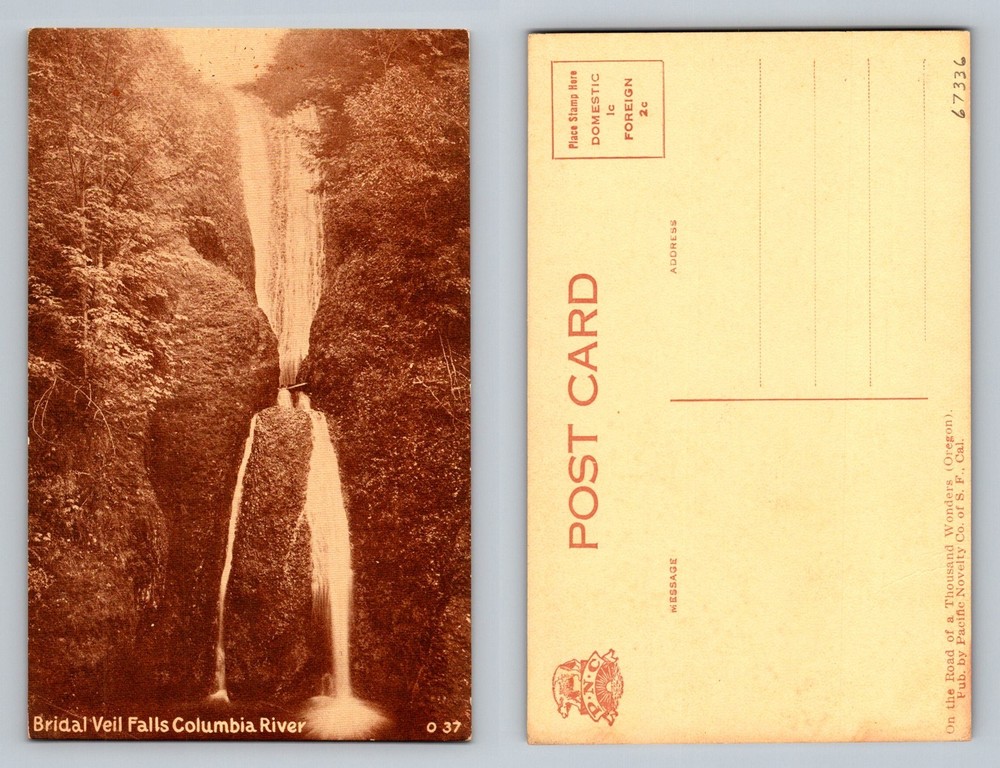 Bridal Veil Falls, OR-Oregon, Columbia River Gorge Waterfall Vintage Postcard