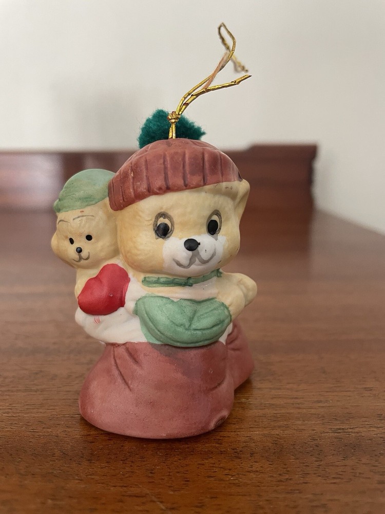Jasco Caring Critters Chimer Christmas Ornament Mama & Baby Bear Bell, Boxed
