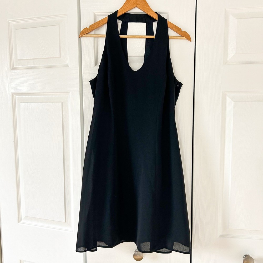 Laundry by Shelli Segal Black Halter A-Line Dress Size 12 Cocktail EUC