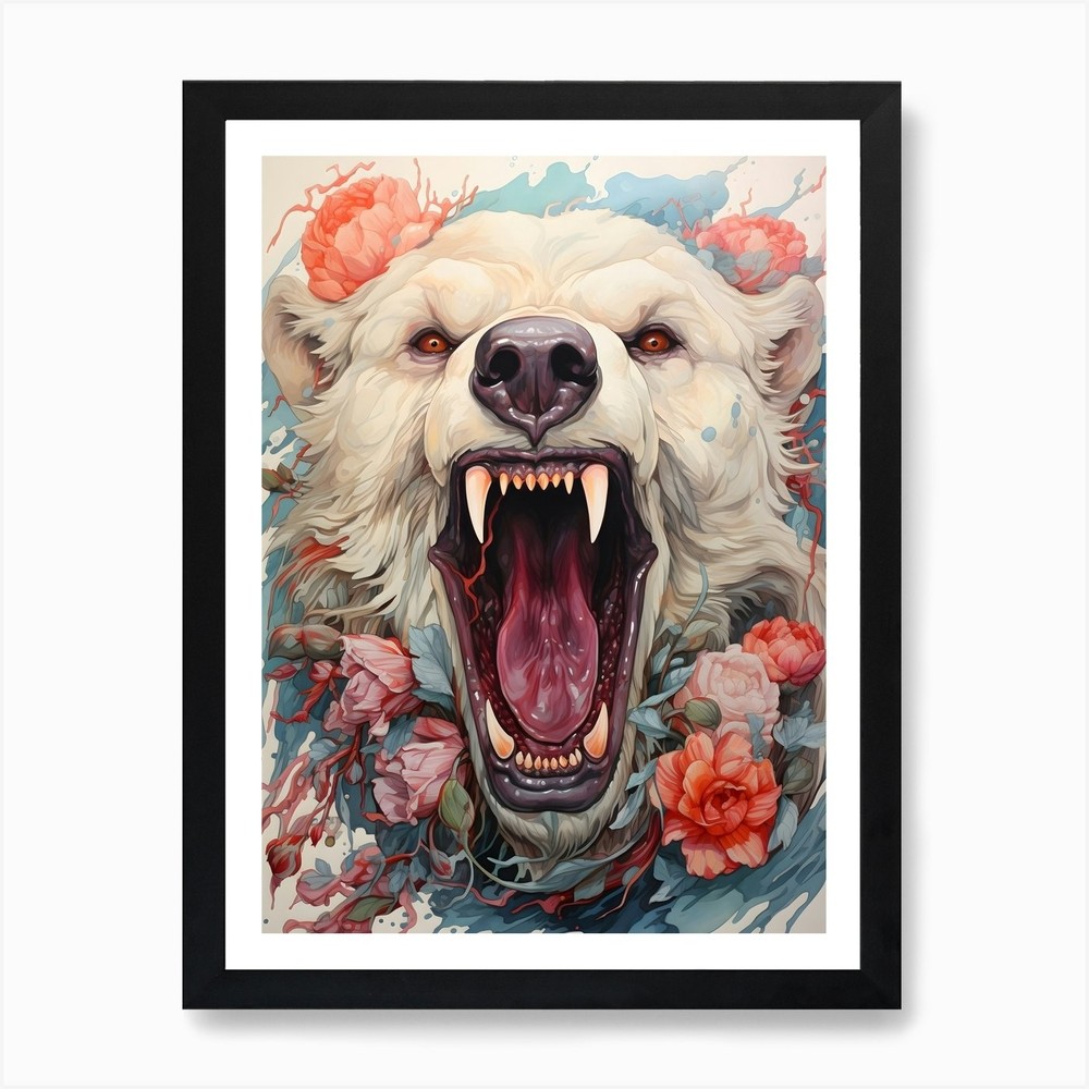 Polar Bear Art Print Framed Wall Decor Canvas Picture Poster