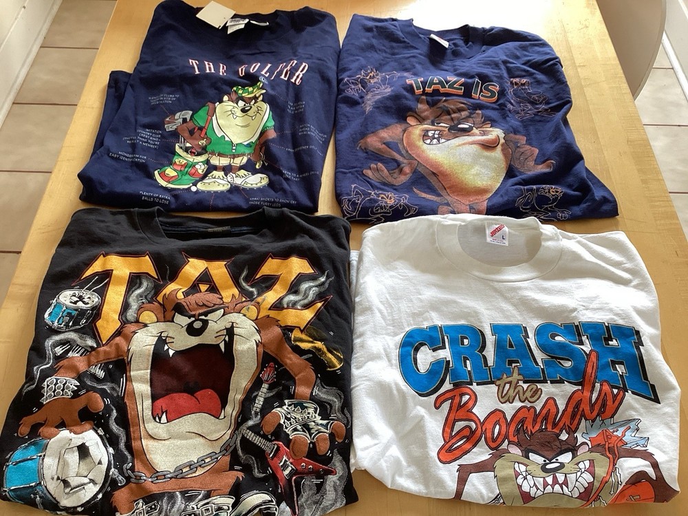 Vintage 90s Taz Looney Tunes T-Shirt Lot 4 Size L NWT Single Stitch