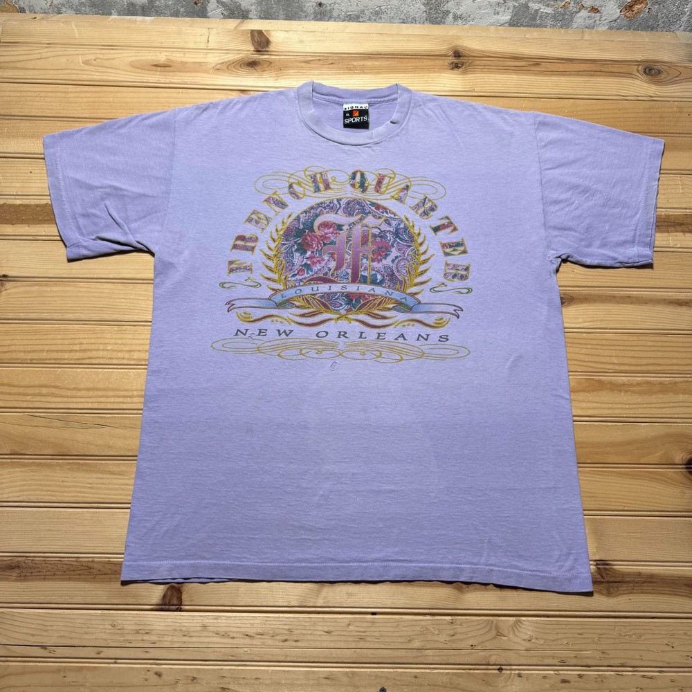 Vintage 90s French Quarter New Orleans Louisiana Graphic Souvenir T-Shirt - XL