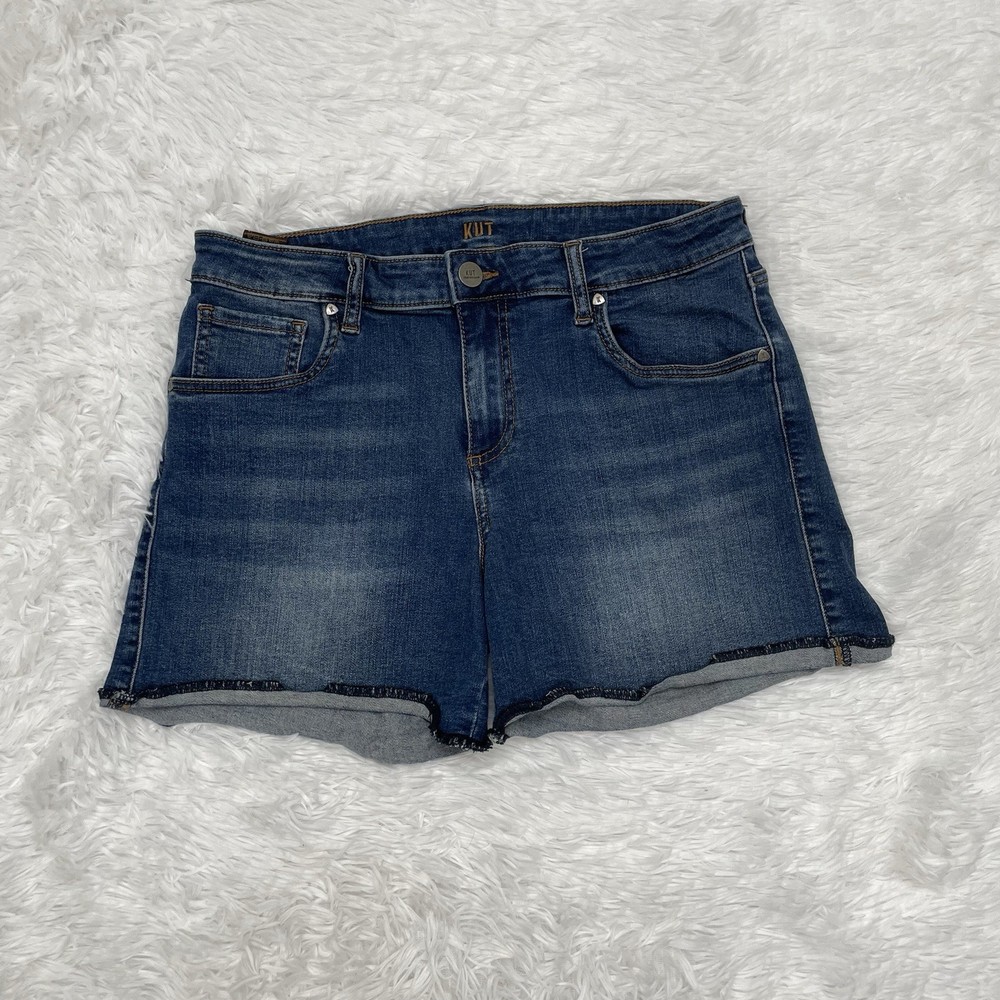 Kut From The Kloth Women’s Size 10 Mom Shorts Blue Denim Jean Short Raw Hem