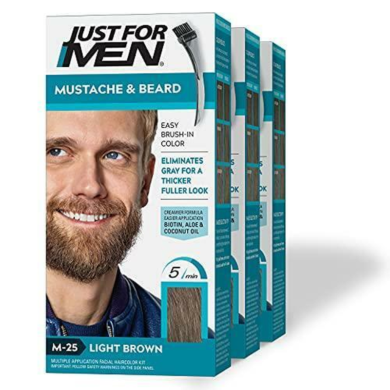 Just for Men Mustache & Beard, Beard Coloring for Gray Hair with Brush Included