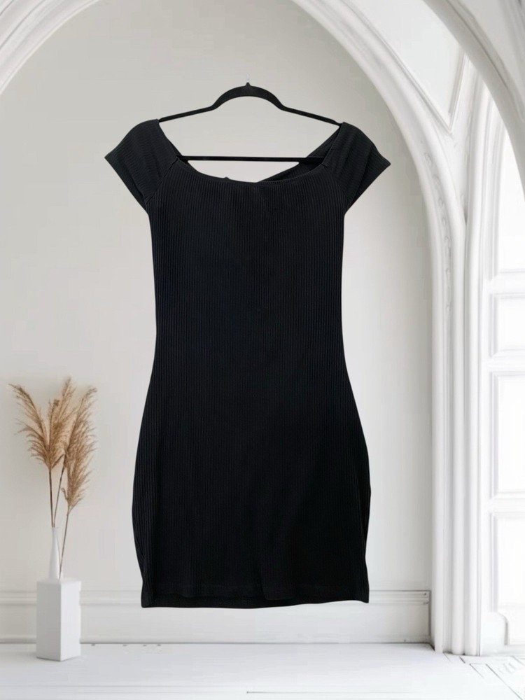 Revolve Super Down Women’s Bodycon Mini Dress Size Medium Ribbed Knit Tie Back