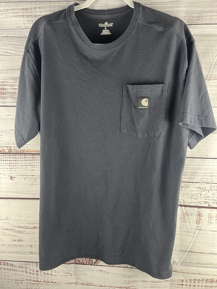 Carhartt Shirt Men’s Large Blue Pocket Short Sleeve Crew Neck Cotton Blend
