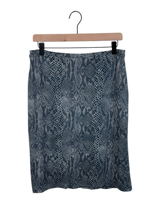 Vintage 90s Y2K Express Snakeskin Print Midi Skirt Size Large Fairy Grunge Rave