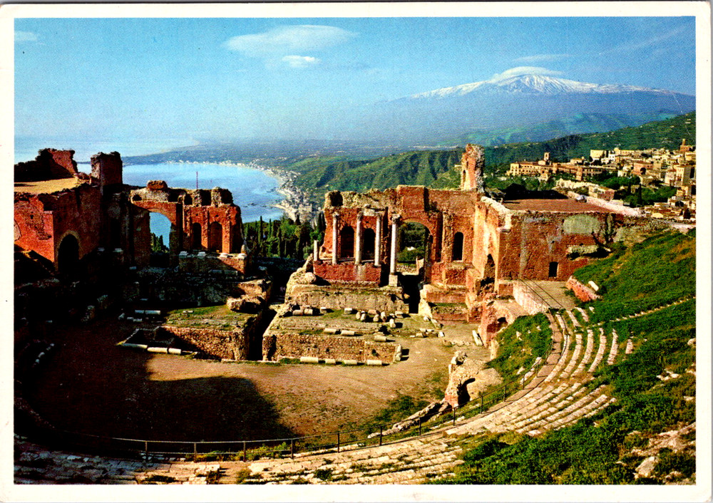 Vintage Postcard Greek Theatre Taormina Italy