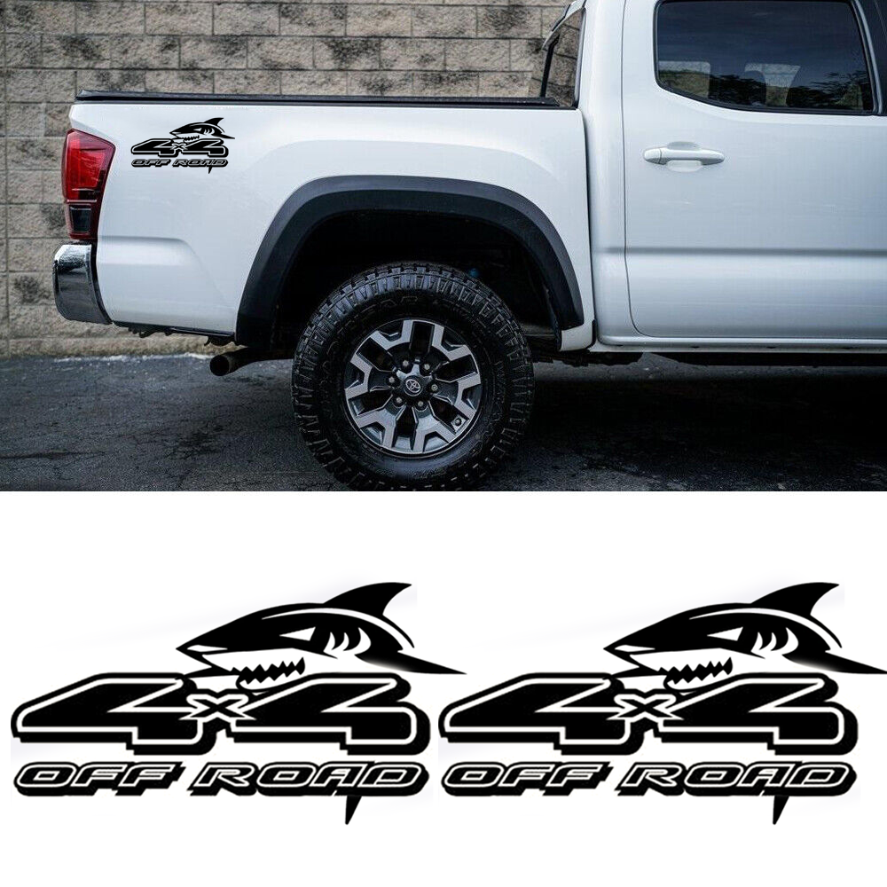 Toyota Tacoma 2x Black Shark 4x4 Off Road Decal Stickers for Trunk & Side