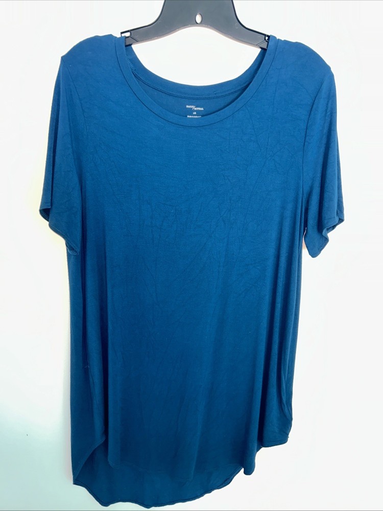 Daily Ritual Women's L  Teal Soft Viscose Tunic Top Short Sleeve Comfort Oversiz