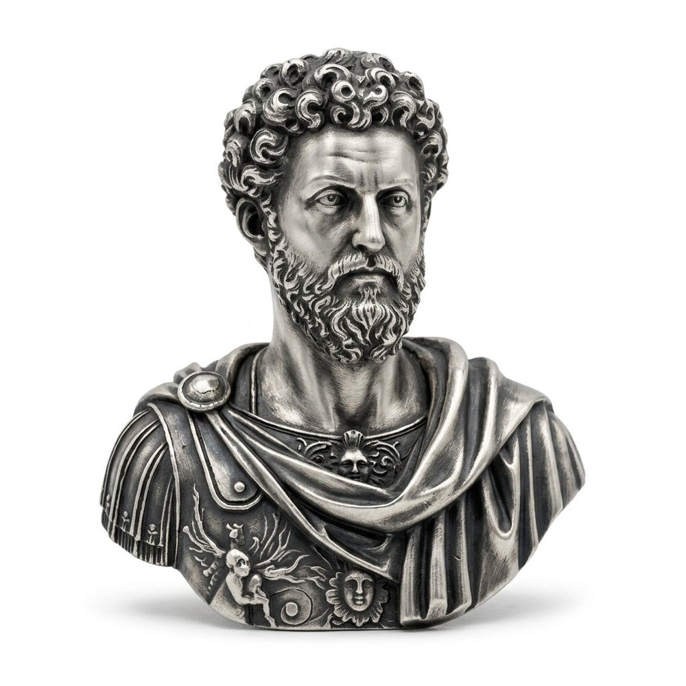Marcus Aurelius Bust 1 oz Gold Spartan 999+ Pure Silver Statue Collectible Gift
