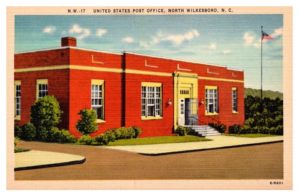 1940s United States Post Office North Wilkesboro North Carolina Vintage Postcard