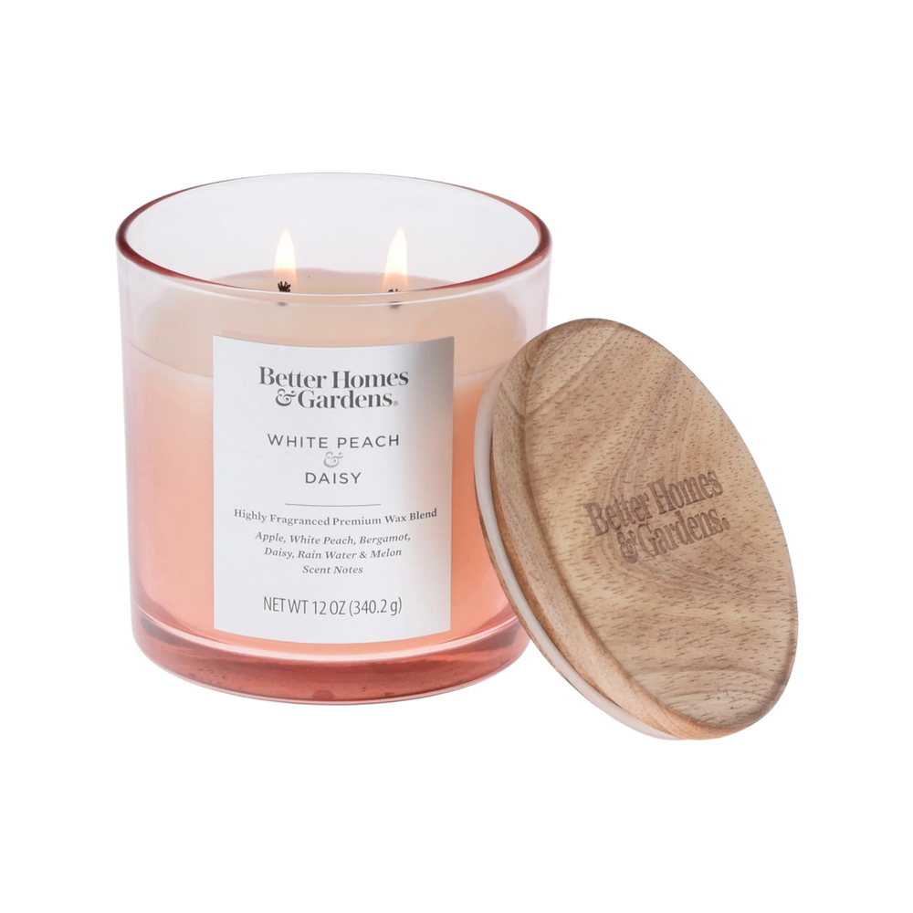 White Peach and Daisy Scented 2-Wick Ombre Jar Candle 12Oz