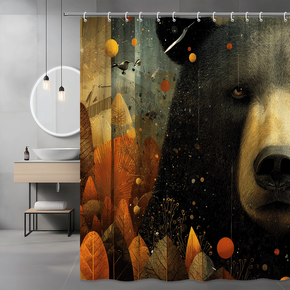 Bear Forest Shower Curtain Abstract Graphic Print-image